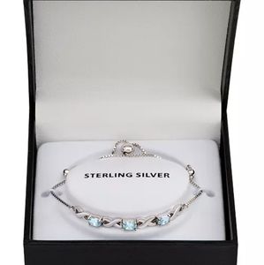 Genuine Blue Topaz Sterling Silver Adjustable bracelet